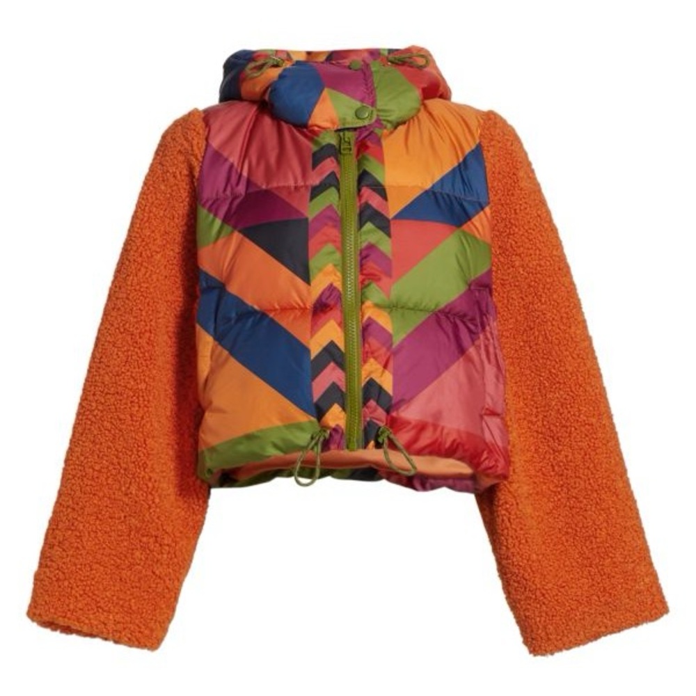 FARM RIO Julianas Orange Striped Puffer Jacket